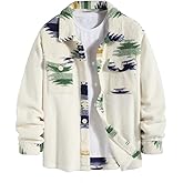 ZAFUL Men's Checked Plaid Color Block Flap Pocket Woolen Turn Down Collar Unisex Coat Long Sleeve Jacket