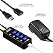 4-Port USB 3.0 Portable Data Hub With 1 USB Charging Port and Power Supply Adapter Super Speed