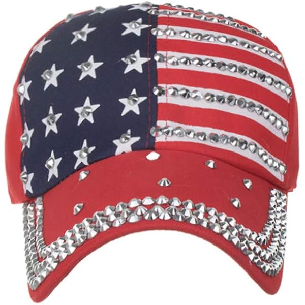 Womens Bling Cap American Flag Baseball Cap Rhinestone  display picture 3
