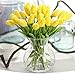AHXHWKA 30 pcs Real-Touch Artificial Tulip Flowers Home Wedding Party Decor (Yellow)
