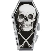 kreepsville 666 Anatomical Skull Coffin Compact Mirror Gothic Makeup Horror, Silver