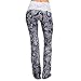 Gillberry Women Floral Printed Lace Splice Stretch High Waist Pants Trousers (M, Blue)