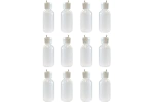 510 Central Boston Round Flip Top Pour Spout Cap 60mL (2oz, 12 Pack) LDPE Plastic Bottle Made In USA