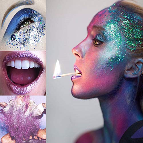 Holographic Chunky Glitter 12 Boxes Face Body Eye Hair Nail Festival Different Size and Colors Powder Glitter Mixed Paillette Sparkles Tips