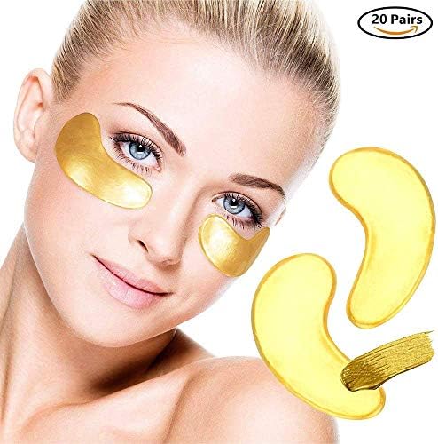 24k Gold Collagen Eye Mask, Anti-Aging Formula with Hyaluronic Acid for Moisture & Firmness, Reduces Fine Lines, Wrinkles, Puffiness, Dark Circles, Dullness, 10 Pairs Under Eye Patches for Men & Women