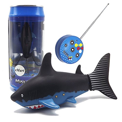 Ireav Cute Mini Submarine Remote Control Toy Electric RC Fish Boat Shark Swim in Water for Kids Gift - Blue - Thumbnail 5