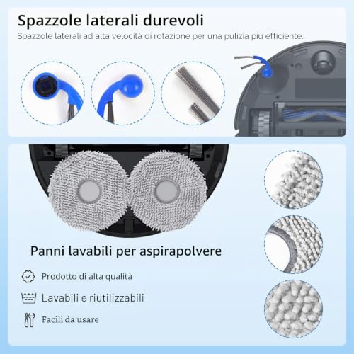 Spofan Accessories Kit for ECOVACS T50 OMNI Gen3/T50 Pro Omni Gen3, T30C OMNI | for DEEBOT Robot Vacuum Cleaner Spare Parts 1 Main Brush, 4 Filters, 4 Side Brushes, 4 Mop Cloths, 4 Bags