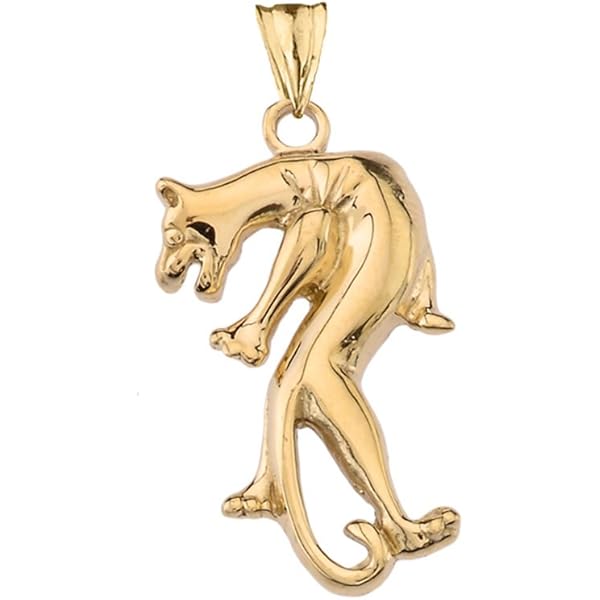 Amazon.com: Fine Panther Pendant Necklace in Solid 14k Yellow Gold