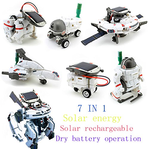 7-in-1 space robot rechargeable solar diy science educa…