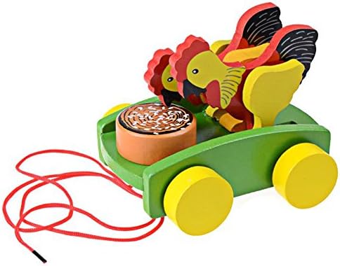 Cock Peck Rice Pull Car Toy Vehicles Baby Children Wooden Educational Early Development Machines For