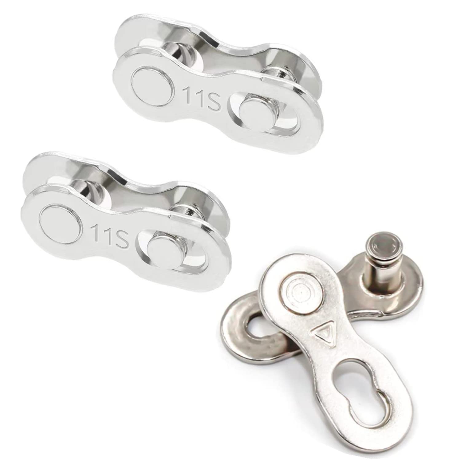 Bike Chain Lin,3 Pairs Bicycle Missing Link 11 Speed Chain Reusable Silver Steel Bike Chain Link Reusable Missing Chain Link for Mountain Bike Road Bike Quick Release Buckle Magic Button Silver