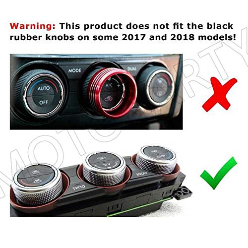 Motoparty AC Climate Control Knob Ring Covers For Subaru WRX STI Impreza Forester XV Crosstrek Control Switch Knob Covers,Black Anodized Aluminum