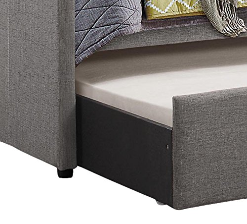 Homelegance Modern Design Daybed with Trundle Fully Upholstered Polyester, Twin, Grey - Thumbnail 3