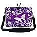 Meffort Inc 15 15.6 inch Neoprene Laptop Sleeve Bag Carrying Case with Hidden Handle and Adjustable Shoulder Strap - Purple Butterflies