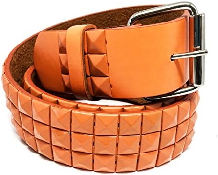 Faddism Unisex Pyramid Studded Leather Belt Vita C - Orange S