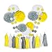 CHOTIKA 23pcs Tissue Paper Flowers Pom Poms Party Decorations Tassel Garland for Baby Sunshine Birthday Party Supplies Bridal Shower Wedding Decorative Decor 100% Premium Paper (Yellow, White, Grey)