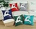 CaliTime Pack of 2 Soft Canvas Throw Pillow Covers Cases for Couch Sofa Home Decoration Christmas Holiday Reindeer with Stars Print 18 X 18 Inches Navy Blue