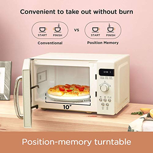 COMFEE' Retro Countertop Microwave Oven with Compact Size, Position