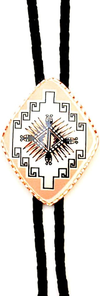 Silver Plated Diamond Cut Copper Diamond Shaped Bolo Tie