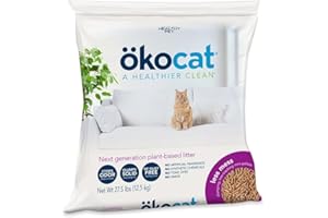 ökocat Less Mess Low Tracking Wood Clumping Cat Litter Mini- Pellets, Unscented, 27.5 pounds XL - Natural Ingredients, Stops Odor, Clumps Solid, 99% Dust Free, Great for Long-Hair Breeds