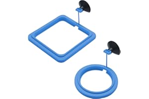 Jegtew 2 Pcs Fish Feeding Ring, Fish Safe Floating Food Feeder Circle with Suction Cup,Square and Round Shape Aquarium Fish Tank Towels for Guppy, Goldfish and Other Small Fish