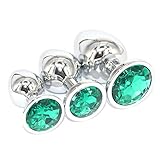 Eastern Delights 3 Pcs Jewelry Anal Plug Steel Metal Butt Plated Plug with Penis Condom, Dark Green
