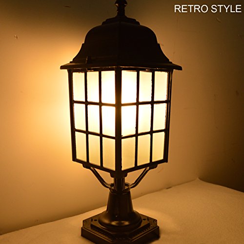 ZHMA Garden Lights, Outdoor Decorative Columns Post Lamp Retro Waterproof Landscape Lighting Fixtures villa garden lights , Black 1-Light E26/27 Base - Thumbnail 6
