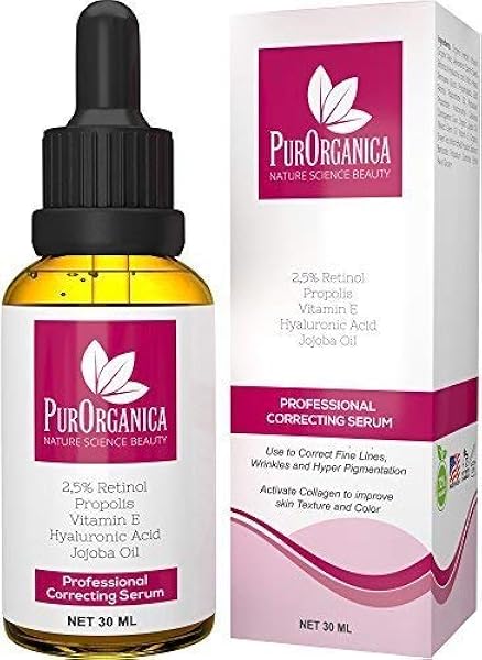 Amazon Com Purorganica Retinol Serum Best Treatment For Acne And Acne Scars Pigmentation Fine Lines Wrinkles And Dark Circles Premium 2 5 Retinol Vegan Hyaluronic Acid Jojoba Oil Beauty