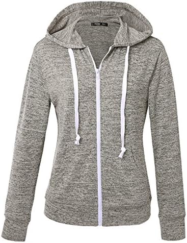 JayJay Women Athlete Stretchy Full Zip Jersey Fashion Running Hoodie Long Sleeve Jacket,KNITGRAY,XL