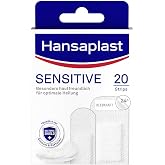 Hansaplast Sensitive Plasters (20 Strips), Skin-Friendly and Hypoallergenic Wound Plasters with Bacteria Shield &amp; Secure Adhesion, Painlessly Removable