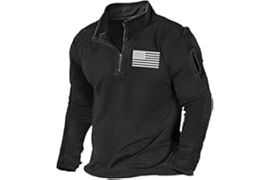 H HYFOL Men's USA Flag Graphic Pocket Pullover American Patriotic 1/4 Zip Stand Collar Long Sleeve Sweatshirts