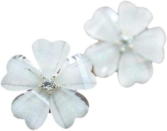 Hypoallergenic 1 Pair Womens Black/Pink/White Flower Shaped Ear Studs Earring Lovely Crystal Jewellery