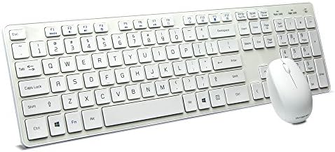 BFRIENDit Wireless Keyboard and Mouse Ultra-Quiet Chocolate Keys 2.4GHz Connection Slim Wireless Keyboard Mouse Combo for Windows 10 / 8 / 7 / Vista , Mac &amp; PC , Smart TV , RF1430K - White