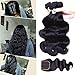 Flady Hair Weave Bundle with Closure 100% Unprocessed Brazilian Virgin Human Hair Bundles with Closure Body Wave 3 Bundles with Closure Human Hair Extensions Natural Color