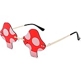 Klfoho Rimless Mushroom Shape Sunglasses for Women Men Party Halloween Christmas Cosplay Glasses Prom Accessories