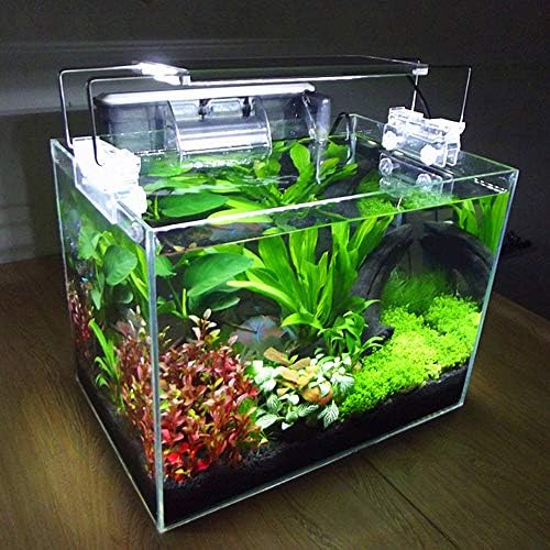 Pulaco LED Aquarium Light Adjustable Brightness Fish Tank Plant Lighting with Extendable Brackets and Lifter, 10 to 16.5 Inch
