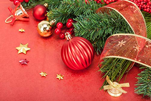 AMS 60mm/2.36'' Christmas Ball Plating Ornaments Tree Collection for Holiday Parties Decoration (28ct, Red)