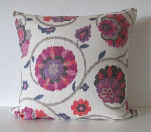Pamir Punch suzani floral raspberry pink purple decorative pillow cover