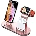 OLEBR 3 in 1 Charging Stand Compatible with iWatch Series 5/4/3/2/1, AirPods and iPhone 11/Xs/X Max/XR/X/8/8Plus/7/7 Plus /6S /6S Plus(Original Charger & Cables Required) Rose Gold