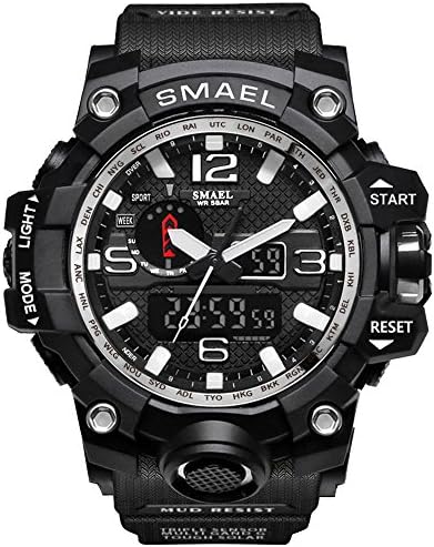 Ireloj Men's Large Face Dual Dial Analog Digital Quartz Military Sport Watch Water Resistant-Silver