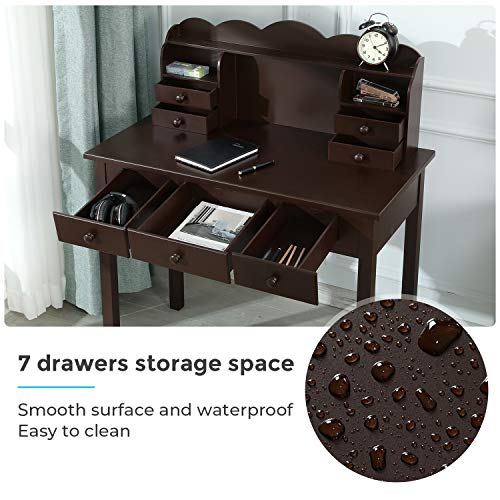 ADORNEVE White Desk with Drawers,Home Office Desk/Students Desk Work