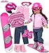 8 Piece Snowboard Set for Dolls | Snowboard, Boots, Helmet, Goggles, Outfit and Shoes for 18 in Dolls