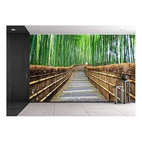 Path to Bamboo Forest Arashiyama Kyoto Japan - Removable Wall Mural | Self-Adhesive Large Wallpaper - 66x96 inches