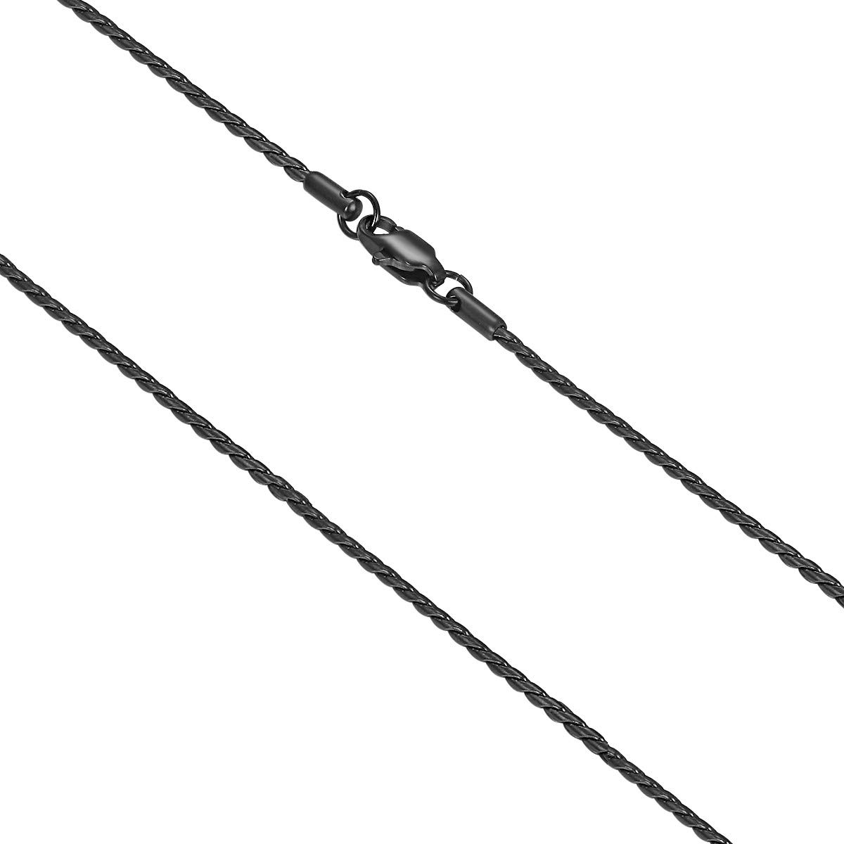 FOSIR 2mm Titanium Steel Unique Black Snake Chain Necklace for Men and Women, Twist Mens Chain