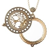 Tree of Life Magnifier Magnifying Glass Sliding Top Magnet Pendant Necklace, 30