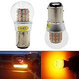 AMAZENAR 2-Pack 1157 BAY15D 1016 1034 7528 2057 2357 Extremely Bright Amber/Yellow LED Light 12V-DC, AK-3014 39 SMD Replacement Bulbs For Turn Signal Lights Tail BackUp Bulbs