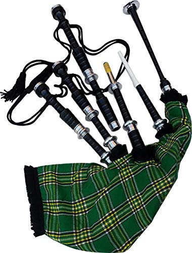 Great Highland Bagpipe Irish Tartan with Hard Case and Accessories