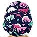 Womens Surgical Scrub Hat OR Nurse Cap Euro Style Girl Dinosaurs and Hearts Bouffant Cap