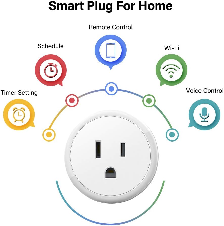 Smart Plugs That Work with Alexa Echo Google Home for Voice Control, Aoycocr Smart Home Mini WiFi Outlet with Timer Remote Control Function, No Hub Required, ETL FCC Listed 4 Pack, 2.4GHz Network - - 