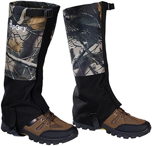 Hpory 1 Pair Hiking Leg Gaiters, Snow Boot Gaiters, Breathable Waterproof Walking High Leg Cover, 600D Anti-tear Oxford Cloth, for Outdoor Research Climbing Fishing Hunting Trimming Grass (Camouflage)